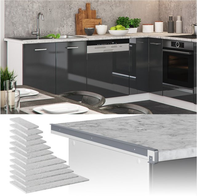 Vicco Küchenarbeitsplatte R-Line in Marmor Weiß mit Steinoptik aus Laminat, Breite: 50 cm - Bild 1