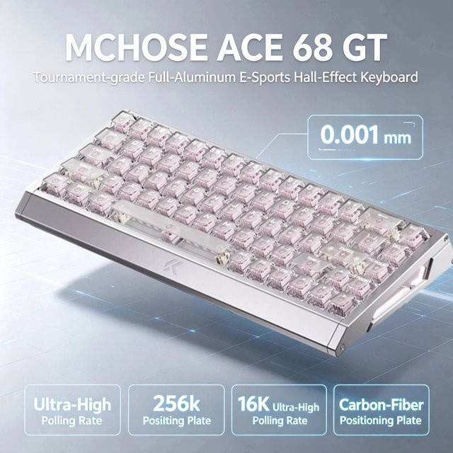 MCHOSE Ace68 GT Gaming-Tastatur aus Aluminiumlegierung mit Magnetschaltern, 68 Tasten, 8000Hz Polling-Rate und Hall-Effect Technologie, Multicolor - Bild 1