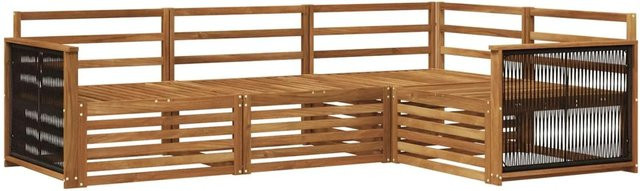 vidaXL Outdoor-Sofagarnitur aus Massivholz Akazie in Natur Braun, 4-teiliges L-Shape Gartenmöbel-Set mit Latten-Design - Bild 1