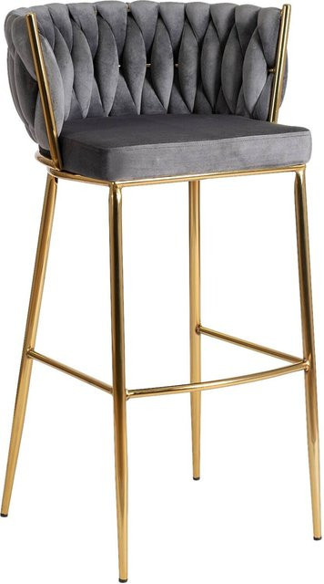 WIPMEB Barhocker FLORES in Grau aus Velourstoff mit Metallgestell, B/H/T: 60 x 104,5 x 56 cm - Bild 1