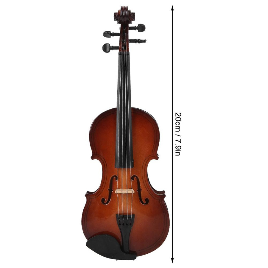 Holz Miniatur Violine Modell als dekoratives Musikinstrument-Ornament in Braun mit Geschenkbox - Bild 3