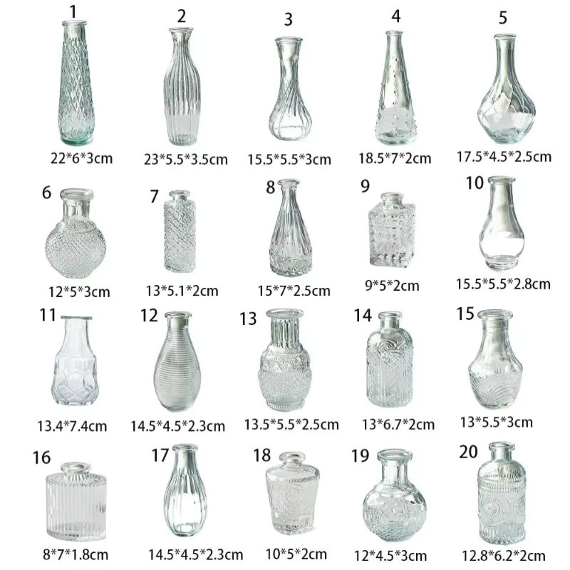 Vintage Glasvase mit geometrischem Prägemuster in Transparent für Tischdekoration und Hochzeiten - Bild 2