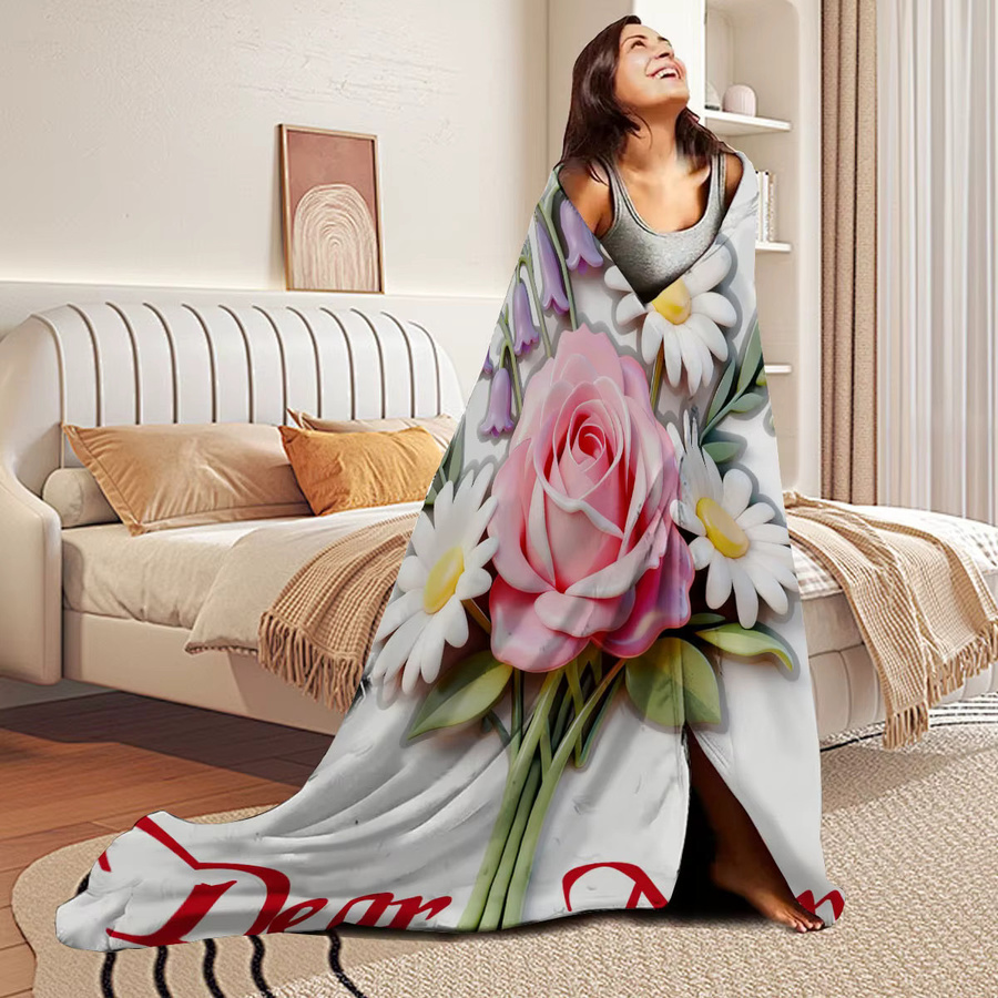 Personalisierte Winter-Flanellblanke von SRH mit floralem Design in Multicolour, extra dick und weich, B/T: 200 x 150 cm - Bild 3
