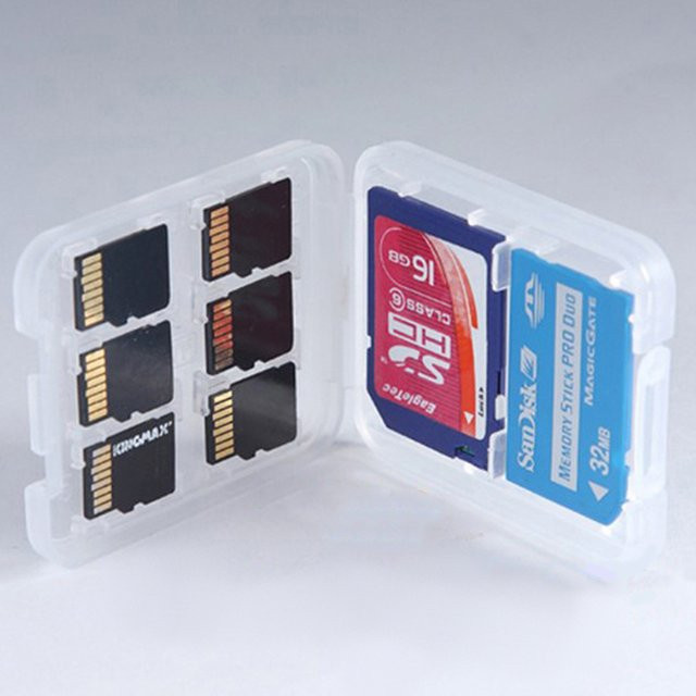 KOQZM Micro Box Schutzhalter für SD SDHC TF MS Speicher Karten, transparente Kunststoff Aufbewahrungsbox - Bild 1