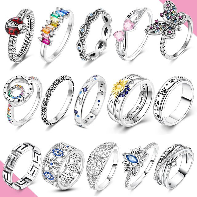 Ring 925 Silber, Stern Sonne Schmetterling, Zirkonia, Damen - Bild 1