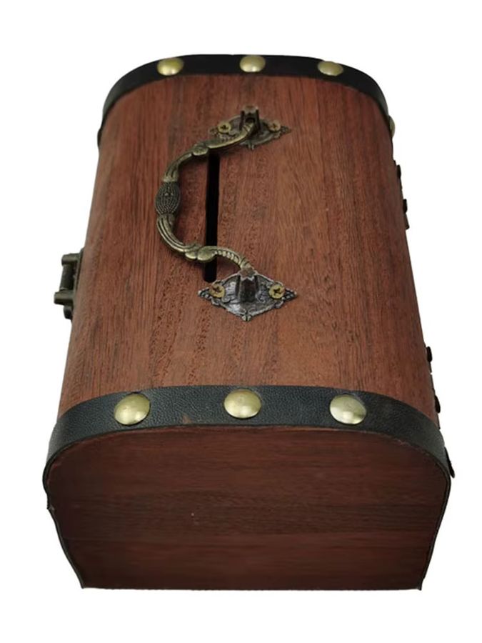 JETTING Vintage Holz Schatztruhe mit Schloss als Aufbewahrungsbox und Spardose - Bild 4