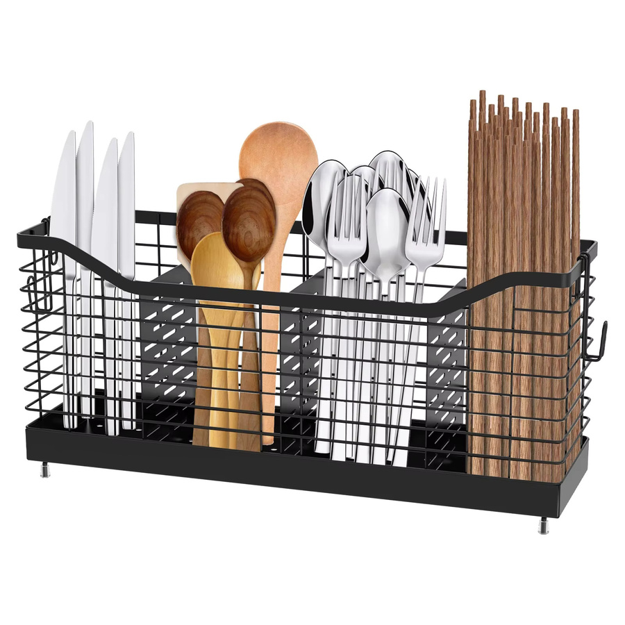 Willstar Besteckhalter und Utensilien-Organizer aus Metall in Schwarz, Aufbewahrungskorb für Küchenbesteck mit großem Fassungsvermögen, B/H/T: 48,0 x 40,0 x 18,7 cm - Bild 7