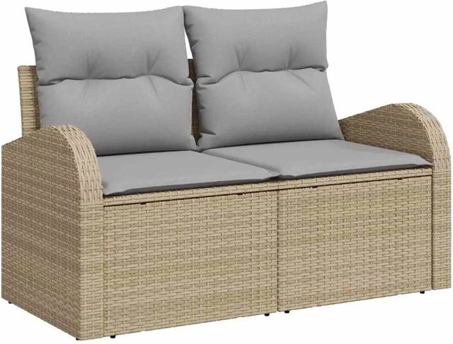vidaXL Garten-Sofa-Set 6-tlg. mit Kissen und integriertem Stauraum in Beige und Grau - Bild 1