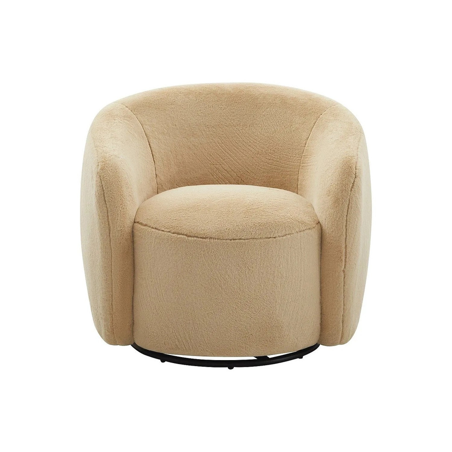 VEREIDE Sessel mit gerader Rückenlehne in Taupe und Beige aus Kunstfell mit Metallrahmen, Breite: 80 cm - Bild 2