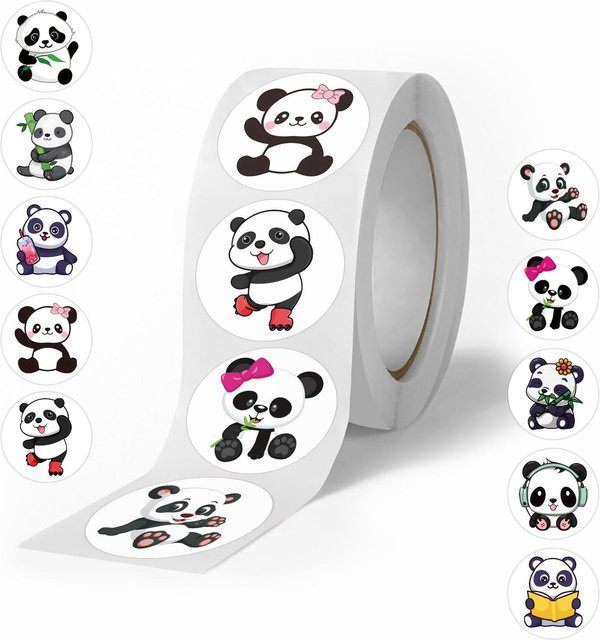 Car beautiful stickers Cartoon-Panda-Tier-Rollenklebeband 500 Aufkleber/Rolle - Bild 1