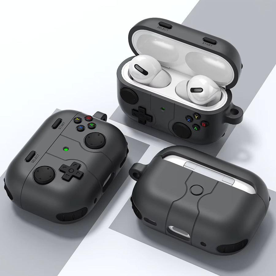 Stoßfeste Silikon-Kopfhörerhülle im niedlichen Cartoon-3D-Gamepad-Design für Apple AirPods 4, AirPods Pro und AirPods 3, Farbe: Schwarz - Bild 3