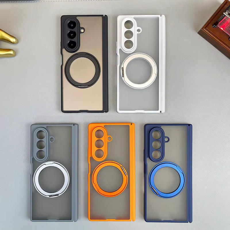 MagSafe Schutzhülle für Samsung Galaxy Z Fold 7 6 5, matt und transparent mit klappbarer Doppelscharnier-Ringhalterung - Bild 2