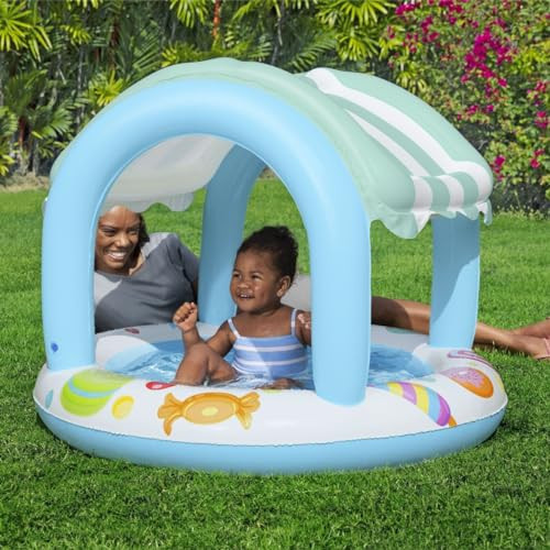 Bestway Süßwarenladen Aufblasbarer Kinderpool mit Wasserspiel und Sonnenschutz, Mehrfarbig, Durchmesser: 104 cm, Höhe: 84 cm - Bild 2