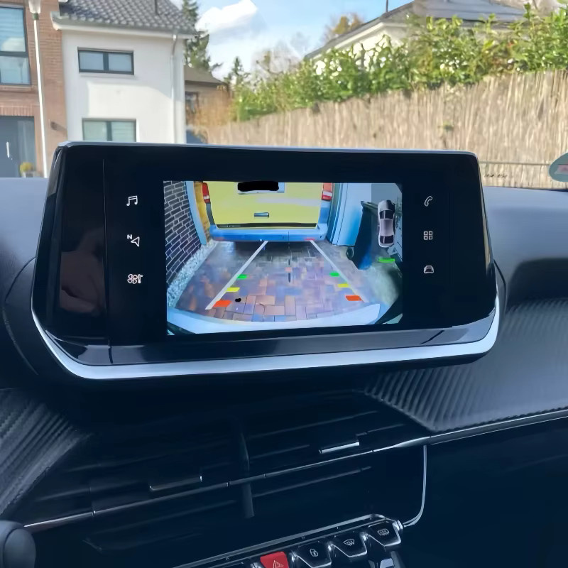 OLOEY Rückfahrkamera Set für Peugeot 208 und 2008 (2017-2023) mit 7 Zoll OEM-Bildschirm-Upgrade und Frontkamera in Schwarz - Bild 5