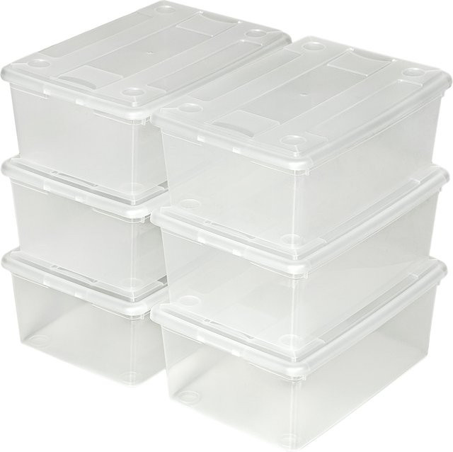 tectake 12er-Set Schuhbox mit Deckel, stapelbar, transparent, B/T/H: 33 x 23 x 12 cm - Bild 1