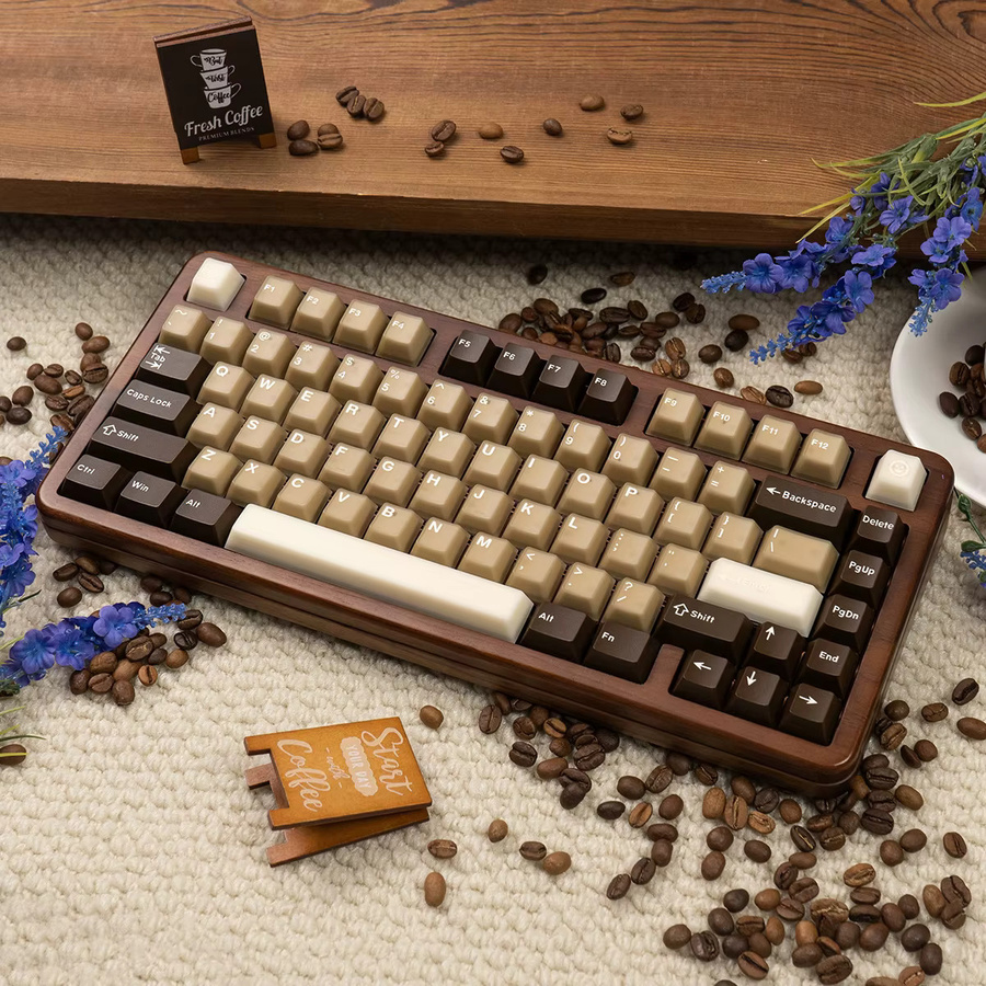 Venit Keys Caffe Latte Tastenkappen Set mit 164 Tasten in Beige, Transluzente Double Shot Cherry Profile ABS+PBT Keycaps für MX mechanische Tastaturen - Bild 6