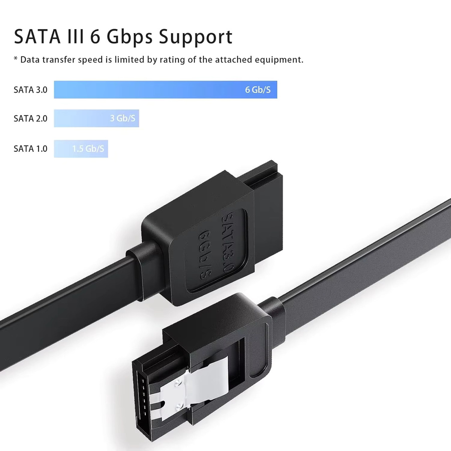 Congdi SATA III Datenkabel für SSD und HDD mit 6 Gbit/s in Schwarz - Bild 2