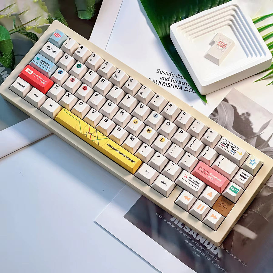Venit Keys Singapore SMRT Themen-Tastenkappen, 152 Tasten, Cherry Profile, Dye-Sub PBT, Mehrfarbig, für MX mechanische Tastaturen - Bild 4
