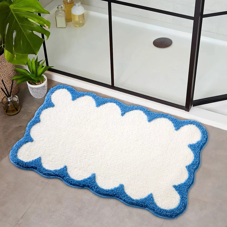VIKAMA Badezimmerteppich in Weiß, wasserabsorbierender Eingangsteppich mit Sandboden, rechteckig, B/T: 60 x 40 cm - Bild 1