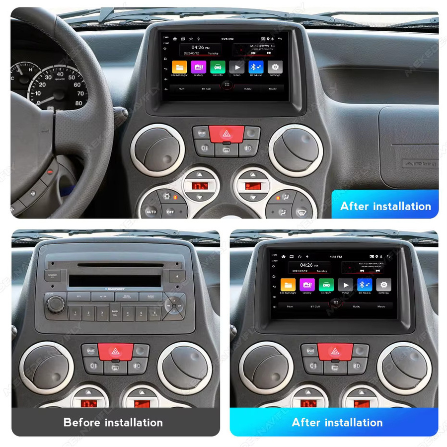 NAVIFANS Android 15 2-DIN Autoradio mit Carplay und GPS für Fiat Panda 169 (2003 - 2012), Multimedia-Player mit Bluetooth in Schwarz - Bild 2