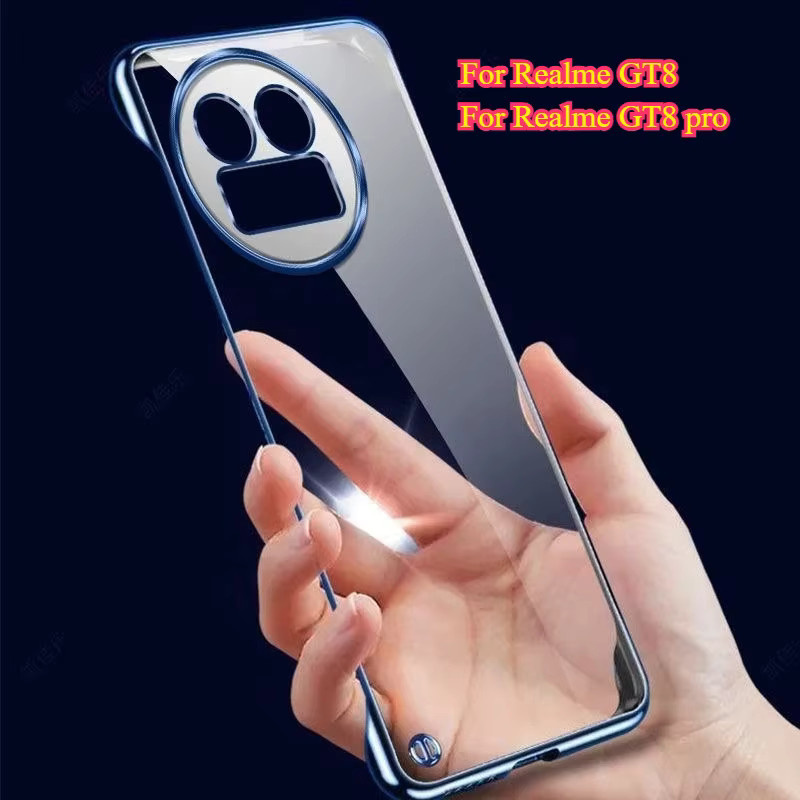 JOCAJE Transparente Handyhülle mit D-Beschichtung für Realme GT 8 Pro und Realme GT 8, Rahmenlose ultradünne Schutzhülle aus hartem PC, Grün - Bild 2