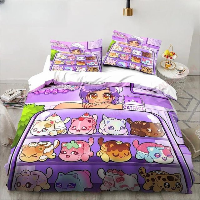Bettwäscheset Aphmau mit Flügeln in Lila, Kinderbettwäsche aus Mikrofaser oder Polyester, Queen Size B/H: 210 x 210 cm - Bild 1