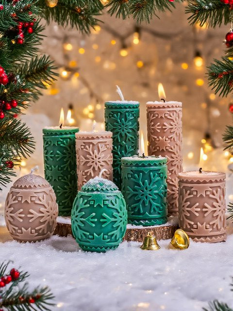 UDOCOOL Silikonform für Schneeflocken-Säulinkerzen in Grün für DIY Aromatherapie-Kerzen und Weihnachtsdeko - Bild 1