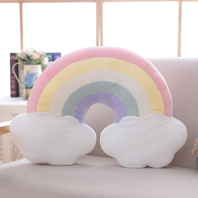 Yiran toy Regenbogen-Plüschkissen in Rosa und Rot, ultraweiches Himmelkissen aus Polyester, B/H: 55 x 33 cm - Bild 1