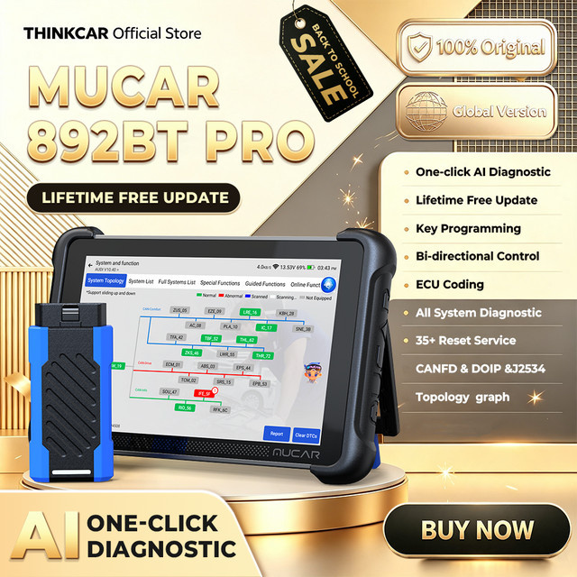 MUCAR 892BT PRO AI Schlüsselprogrammierer TKEY 101 Topologie Kfz-Diagnosegerät J2534 mit bidirektionalem Auto-OBD2-Scanner und ECU-Codierung in Schwarz - Bild 1