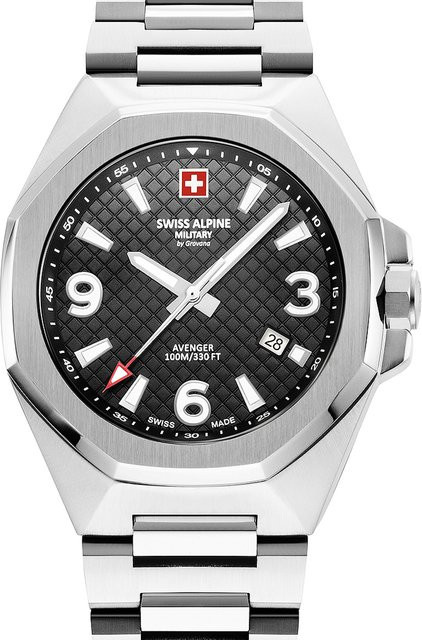Swiss Alpine Military Herrenuhr, Quarz, Edelstahl, 42 mm, Schwarz, 10 ATM - Bild 1
