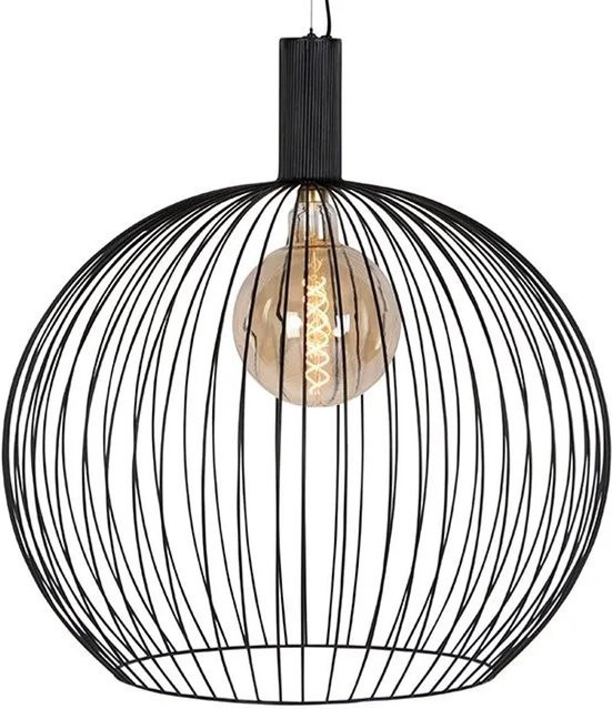 QAZQA Design Hängelampe rund in Schwarz, moderne Metall-Pendelleuchte mit E27-Fassung, dimmbar und höhenverstellbar, Durchmesser: 70 cm - Bild 1