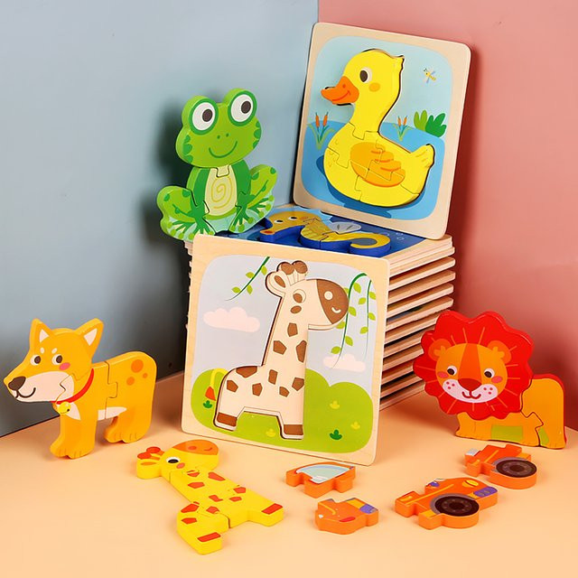 Tlewj Montessori Holz Puzzle, Tiere, Bunt / Mehrfarbig - Bild 1