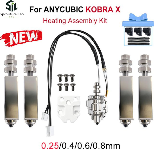 Anycubic Kobra X Upgrade Hotend-Heizeinheit mit schnell abnehmbarem Extruder und gehärtetem Stahl Druckkopf in Silber - Bild 1