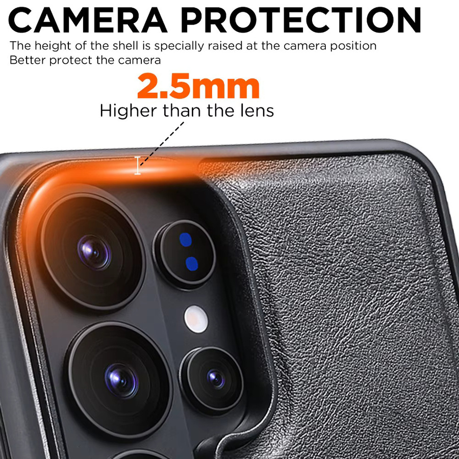 Magnetische Lederhülle mit Kuhhaut-Textur für Samsung Galaxy S26 S25 S24 S23 Ultra in Braun, stoßfest und MagSafe-kompatibel - Bild 4