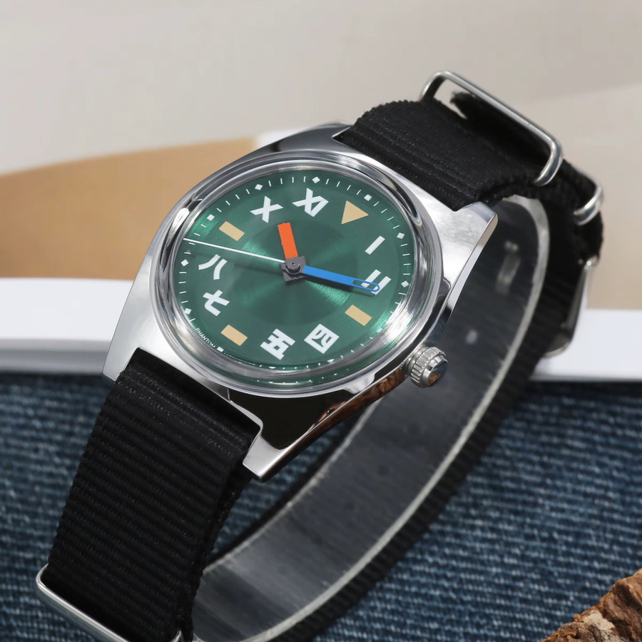 HEIMDALLR Armbanduhr, Handaufzug, Edelstahl, 36 mm, Herren, Grün - Bild 2