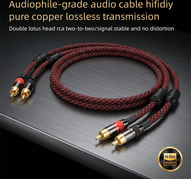 HIFIDIY LIVE Hi-Fi RCA-Audiokabel 2RCA-zu-2RCA aus 4N OFC mit unabhängiger Abschirmung, Schwarz, Multicolour - Bild 1