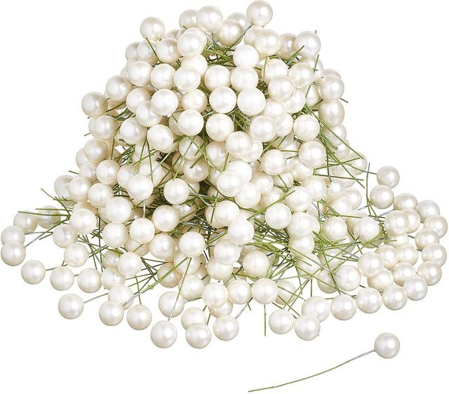 VBS Deko-Beeren am Draht in Weiß, 400 Stück, Ø 10 mm - Bild 1