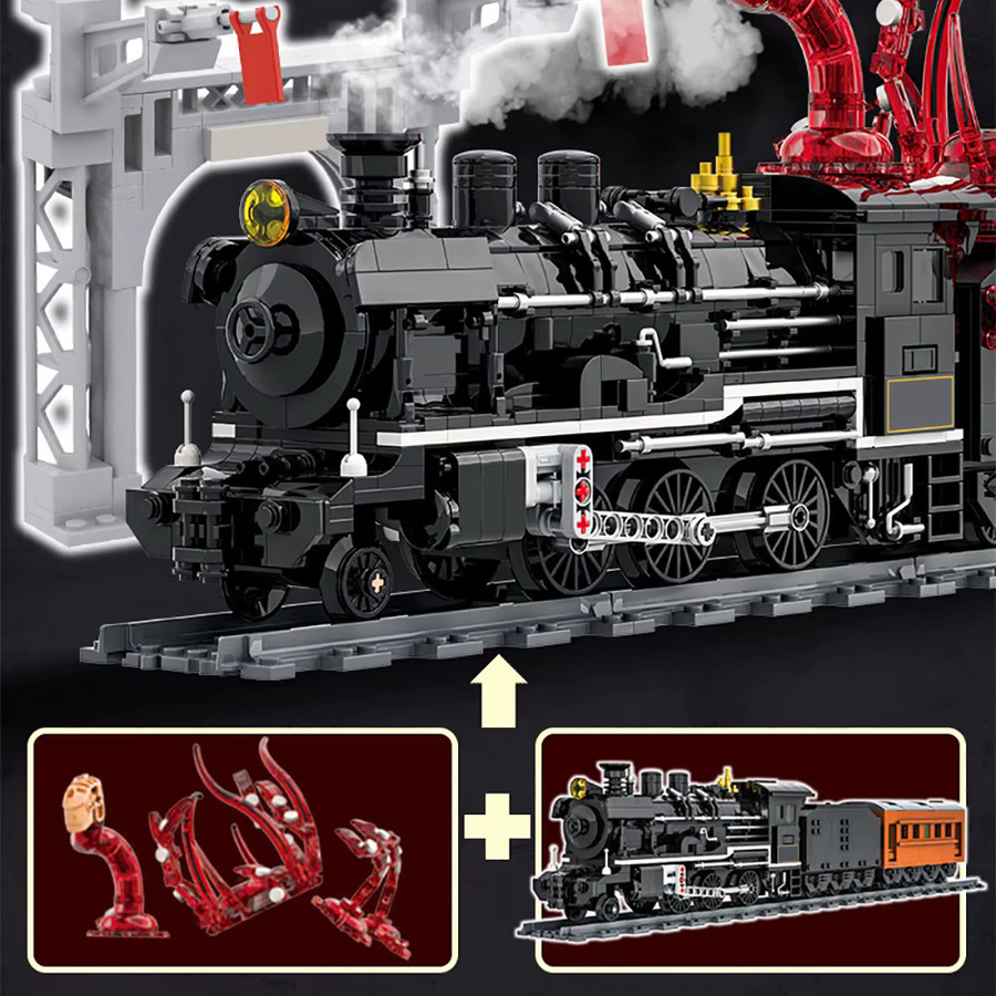 Spebrick Bausteine Set Monster Tentakel Dampfzug Eisenbahn mit 1760 Teilen für Kinder - Bild 3