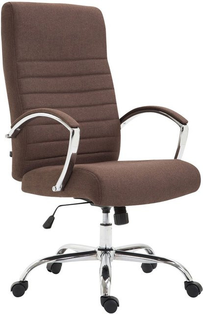 TPFLiving Bürostuhl Vallon aus Stoff in Braun mit Armlehnen und Rollen, H x B x T: 118 x 60 x 68 cm - Bild 1