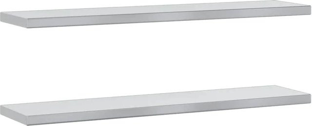vidaXL Wandregale 2er-Set aus Edelstahl in Silber matt, B/H/T: 100 x 3 x 23,5 cm - Bild 1