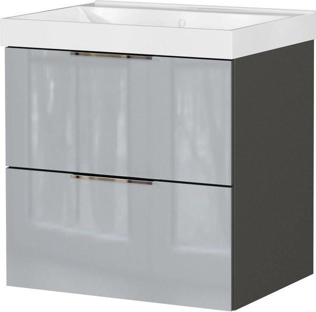 Germania Waschtischunterschrank mit Becken in Graphit/Grau, B/T/H: 61 x 65 x 46 cm - Bild 1