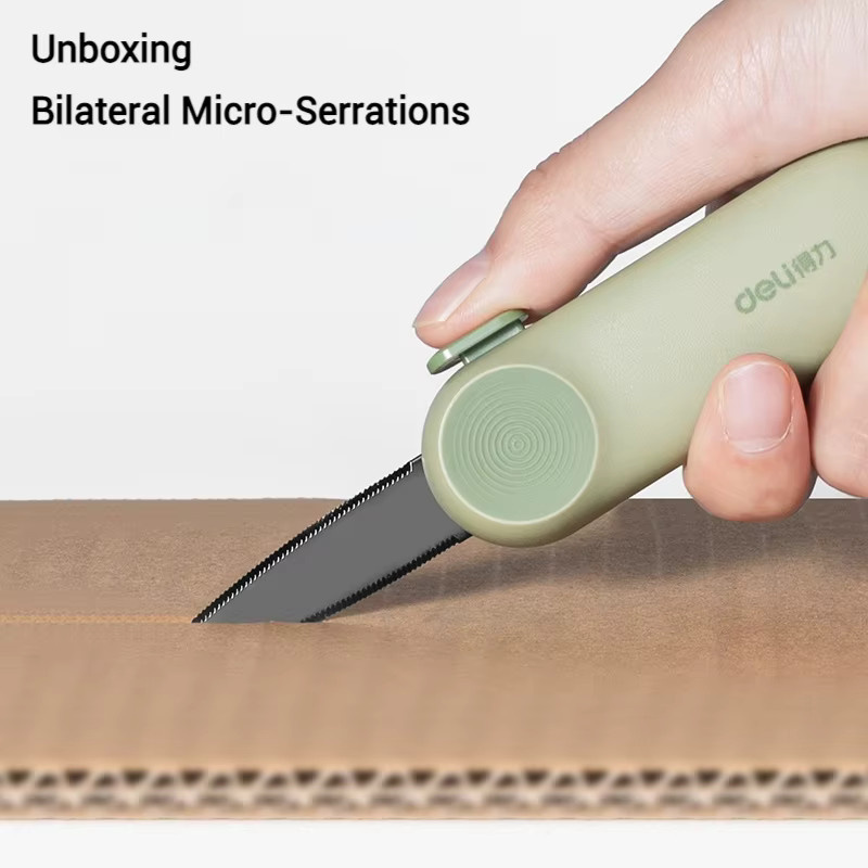 DELI Box Cutter mit rutschfestem Sicherheitsgriff in Grau als tragbarer Allzweck-Paketöffner und Cutter aus Kunststoff - Bild 2