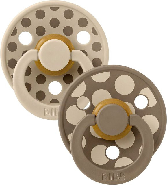 BIBS 2er-Pack Polka Dots Schnuller Cherry in Beige und Braun für 0-6 Monate, BPA-frei mit Naturkautschuk und Polypropylen - Bild 1