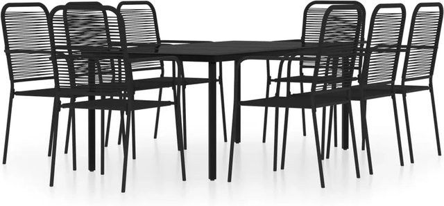 vidaXL 9-teilige Garten-Essgruppe aus Stahl und Glas in Schwarz - Bild 1