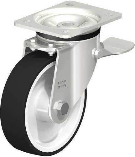 Blickle Lenkrolle LKX-POTH 160G-ST mit Feststeller aus Edelstahl in Grau und Weiß, Rad-Durchmesser: 160 mm, Tragfähigkeit: 550 kg - Bild 1