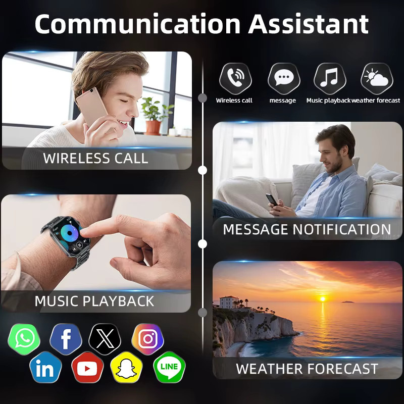 LIGE Smartwatch, Edelstahl, Schwarz, Herren - Bild 4