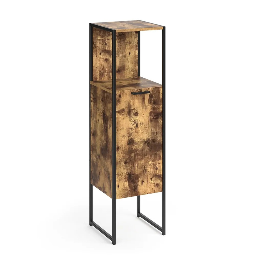 Vicco Badschrank Fyrk Vintage Midischrank mit 3 Fächern, Eiche/Schwarz, B: 33 cm, H: 121 cm, T: 60 cm - Bild 3