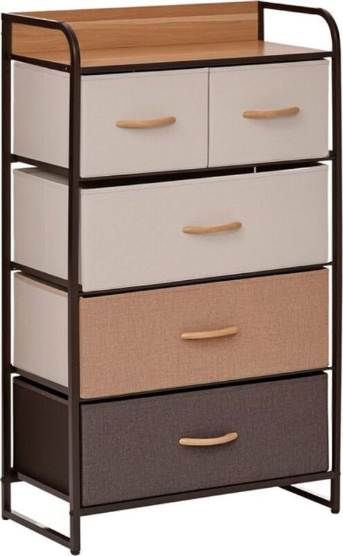 Homcom Kommode als Sideboard mit 5 faltbaren Stoff-Schubladen in Braun - Bild 1