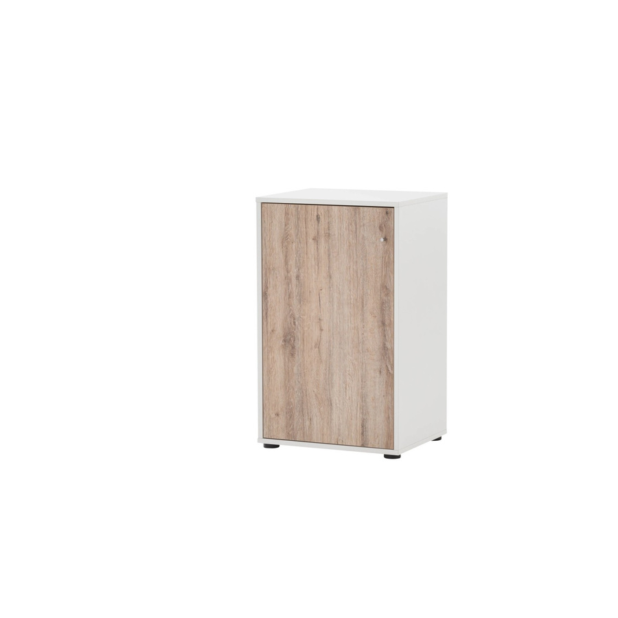 PROREGAL Aktenschrank Pigeon Small in Weiß und Eiche mit 1 Flügeltür und 2 Fächern, H x B x T: 83,6 x 51 x 41 cm - Bild 2