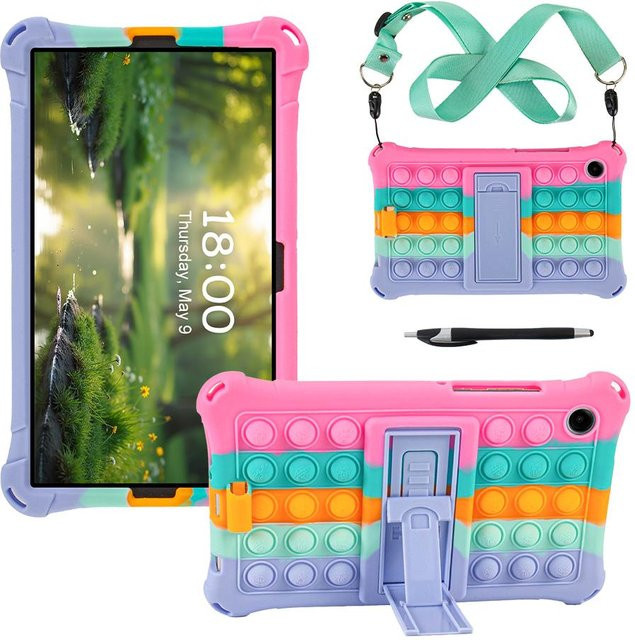 Kinderhülle für Samsung Galaxy Tab A11 8,7 Zoll SM-X130 SM-X135 mit Tragegurt und Stift in Multicolour - Bild 1